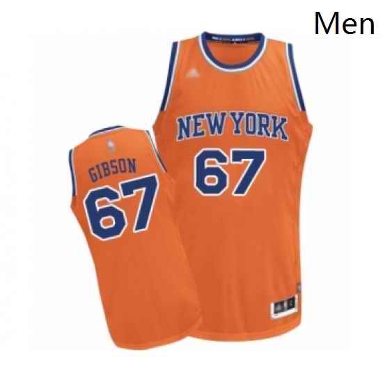 Mens New York Knicks 67 Taj Gibson Authentic Orange Alternate Basketball Jersey